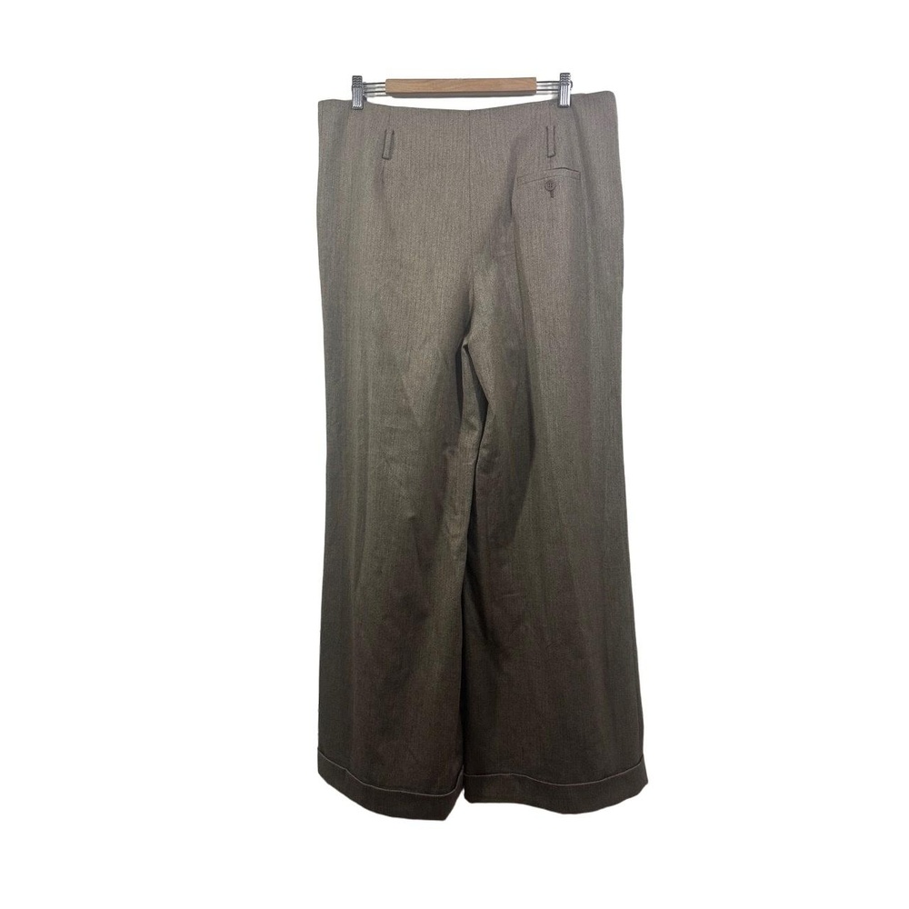 MAGASCHONI COLLECTION Trousers Womens 16 Brown Grey Herringbone Wide Leg - Picture 2 of 14
